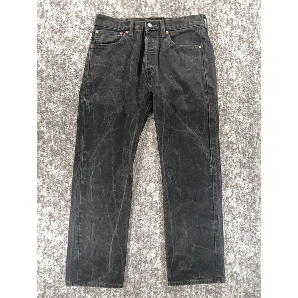 Levis 501 Original Fit Mens 32x30 Black Straight Leg Button Fly Jeans